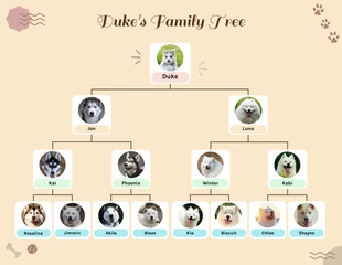 business  Template: Tableau de l'arbre généalogique des animaux de compagnie