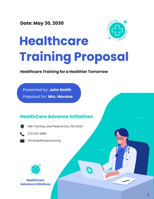 Free  Template: Tosca Green and Blue Healthcare Training Proposal