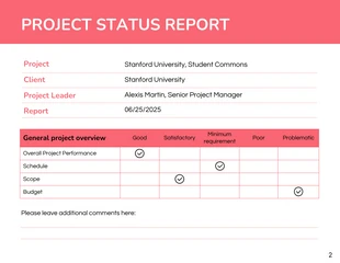 Internal Project Status Report - Seite 2