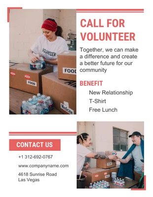 Free  Template: Folheto de voluntário em linha simples marrom