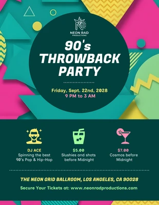 Free  Template: Plantilla de volante para fiesta de los años 90 personalizable