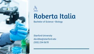 Free  Template: بطاقة أعمال الطالب الشخصية البسيطة باللون الأزرق الساطع