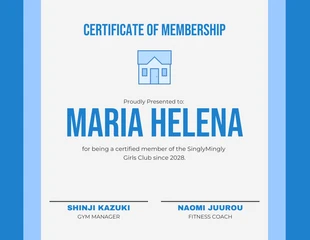 Free  Template: White And Blue Monochrome Membership Certificates