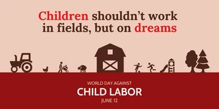 premium  Template: Postagem no Twitter sobre o Dia da Conscientização sobre o Trabalho Infantil Vintage