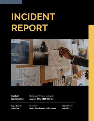 Free  Template: Relatório de incidente simples preto e amarelo