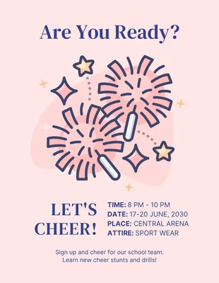 Free  Template: Baby Pink Pastel Minimalist Illustration Cheerleading Poster