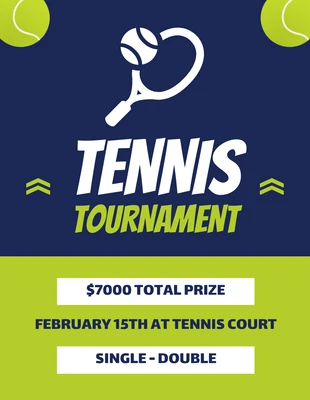 Free  Template: Flyer für das blau-grüne Tennisturnier