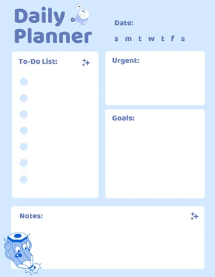 Free  Template: Planificateur mignon bleu simple