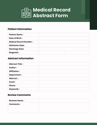 Free  Template: Formulários abstratos médicos verdes