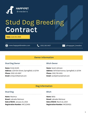 premium  Template: Stud Dog Breeding Contract Template