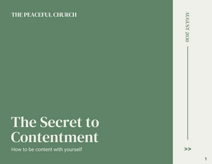 Free  Template: Green Simple Clean Minimalist Contentment Church Presentation