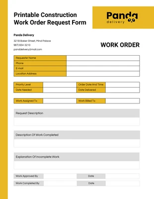 Free  Template: Formulários de empreiteiro simples e limpo amarelo e cinza