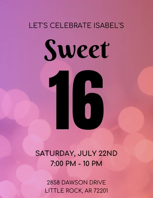 Free  Template: Invitación moderna Sweet 16