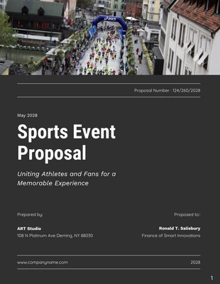 Free  Template: Proposta de evento esportivo simples cinza escuro