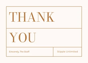 Beige And Brown Modern Aesthetic Business Thankyou Postcard