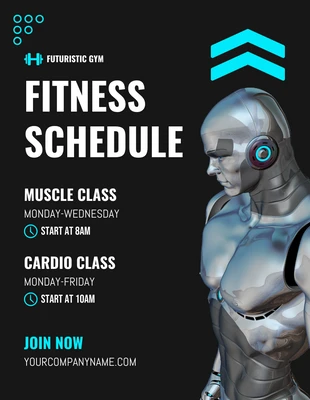 Free  Template: Black and Blue Fitness Zeitplan Flyer
