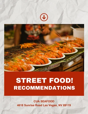 Free  Template: Folheto de comida de rua simples em creme e laranja