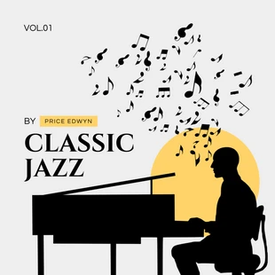 Free  Template: Light Grey Simple Illustration Jazz Album Cover