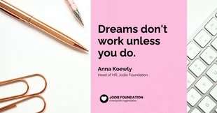 Free  Template: Pink Inspirational Quote LinkedIn Banner