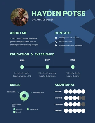 Free  Template: Simple Blue Infographic Resume