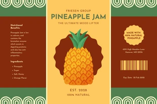 premium  Template: Playful Pattern Illustration Pineapple Jam Jar Label