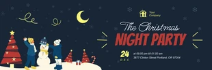 Free  Template: Banner de Natal para festa noturna com ilustração divertida em azul e amarelo