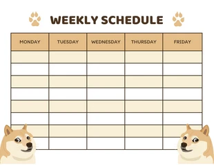 Free  Template: White Simple Weekly Dog Schedule Template