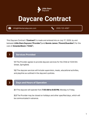 Free  Template: Daycare Contract Template
