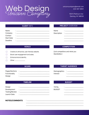 Free  Template: Gradient Purple Blue Clean Web Design Form