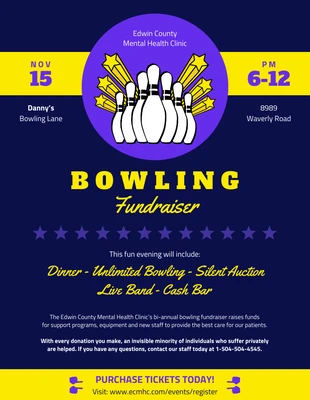 premium  Template: Indigo Bowling Fundraising Poster