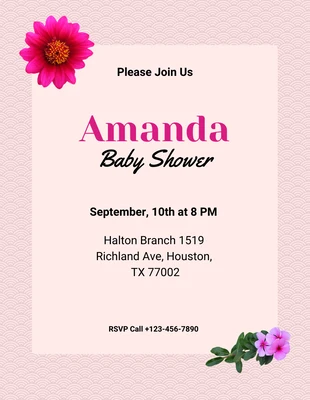 Free  Template: Folleto de baby shower minimalista rosa bebé