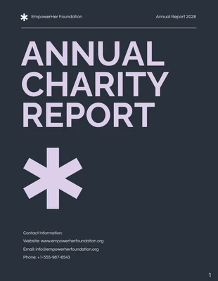 Free  Template: Relatório de caridade roxo escuro