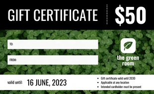 business  Template: Green Leaves Gift Certificate