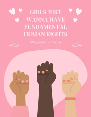 Free  Template: Rosa verspieltes Illustrations-Poster zur Gleichstellung der Geschlechter