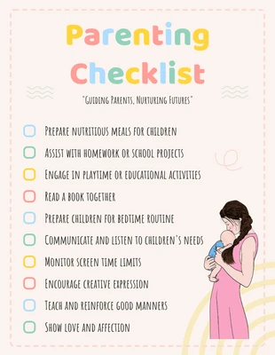 Free  Template: Cream Simple Playful Daily Parenting Checklist