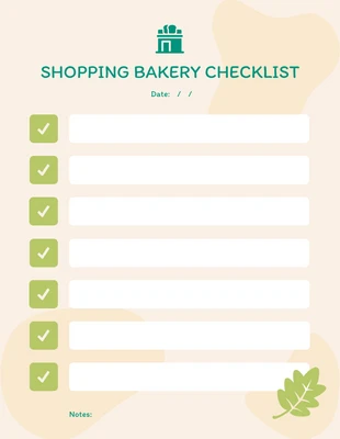 Free  Template: Creme und Grün Modern Verspielt Einkaufen Bäckerei Checkliste