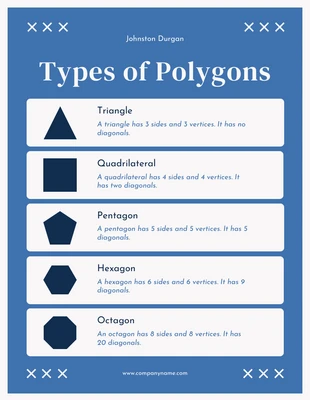 Free  Template: Type de polygones mathématiques simples blancs et bleus Poster