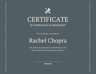 Free  Template: Certificado de Workshop Cinza Minimalista