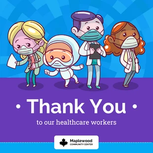 Free  Template: Post Instagram de remerciement des travailleurs de la santé