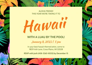 Free  Template: Hawaii-Themenparty-Einladung