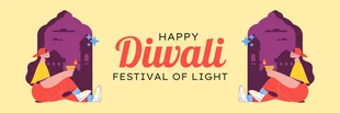 Free  Template: Yellow And Dark Orange Simple Illustration Diwali Banner