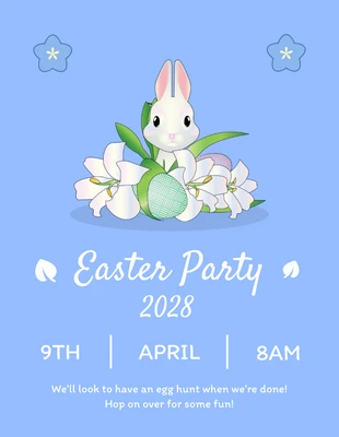 Free  Template: Blue Simple Illustration Easter Party Invitation