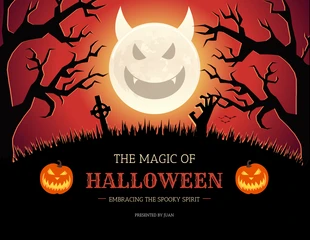 Free  Template: Presentación de Halloween de Magia Naranja y Negra