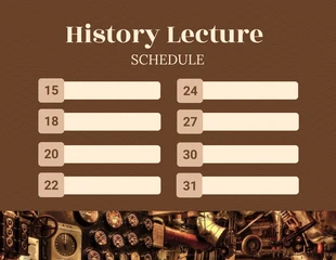 Free  Template: Brown Simple Pattern History Lecture Schedule Template