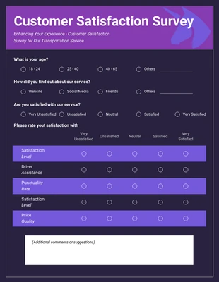 Free  Template: Modernes Purple Dark Mode-Fragebogenformular