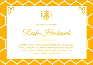 Free  Template: Gelbe Rosh Hashanah-Karte mit geometrischem Muster