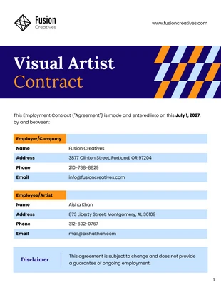 Free  Template: Visual Artist Contract Template