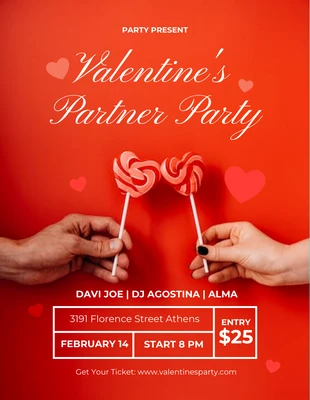 Free  Template: Flyer Rote Valentinsparty