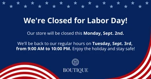 Free  Template: Labor Day Store Hours and Closure Facebook Post