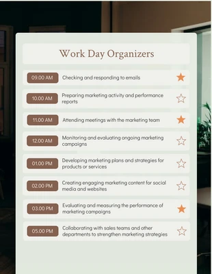 Free  Template: Brown Work Day Organizer Template